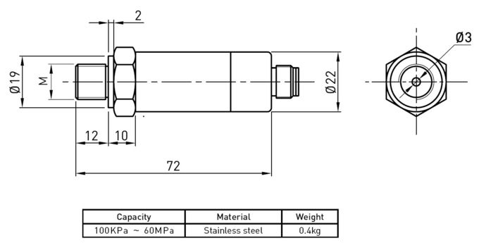 Micro sensore 0-10v di pressione idraulica dell'estensimetro per il compressore d'aria