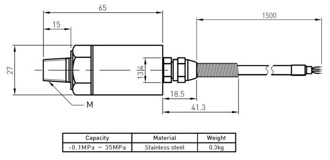 Sensore di pressione di olio idraulico miniatura dell'acciaio inossidabile, alta precisione