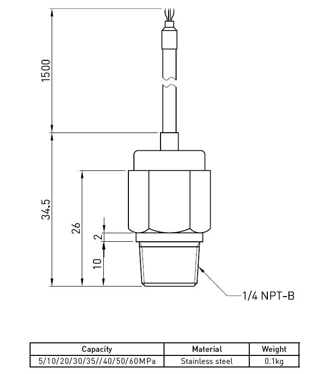 Micro sensore di pressione idraulica del contatto con acciaio inossidabile 5Mpa a 60Mpa