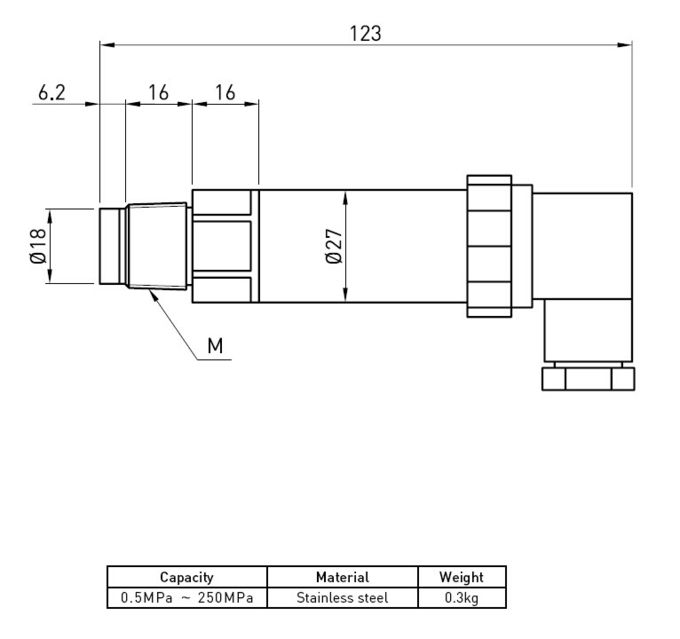 Estensimetro delle cellule di carico dell'acciaio inossidabile del sensore di pressione di freno idraulico di abitudine 0-5V